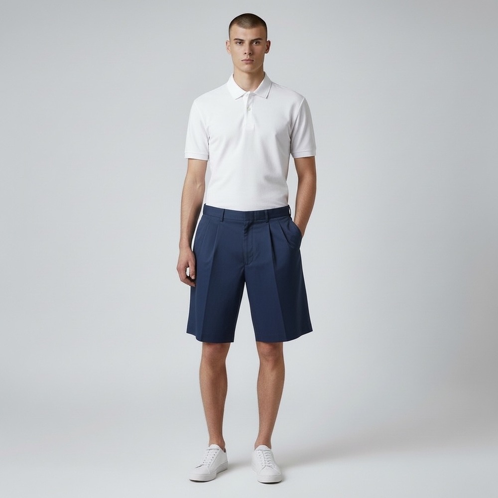 Polo Golf Ralph‎ Lauren Shorts Mens 34x9 Navy Blue Polyester Pleated Performance